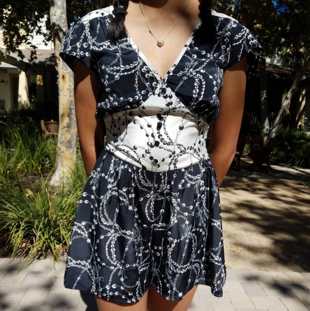 BCBGMAXAZRIA black and white romper